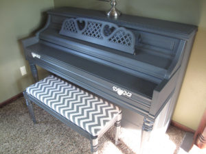 Custom Piano - Grey and Chevron Piano