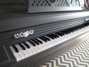 Custom Piano - Grey and Chevron Piano
