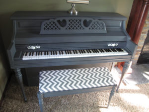 Custom Piano - Grey and Chevron Piano