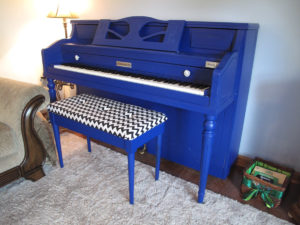 Homepage Galley 1 Custom Pianos - Royal Blue and Chevron Piano