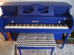 Homepage Galley 1 Custom Pianos - Royal Blue and Chevron Piano