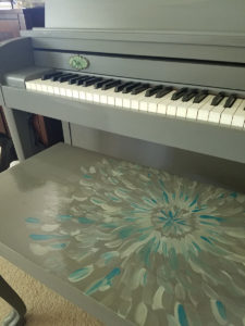 Custom Piano - Grey and Teal Burst Piano