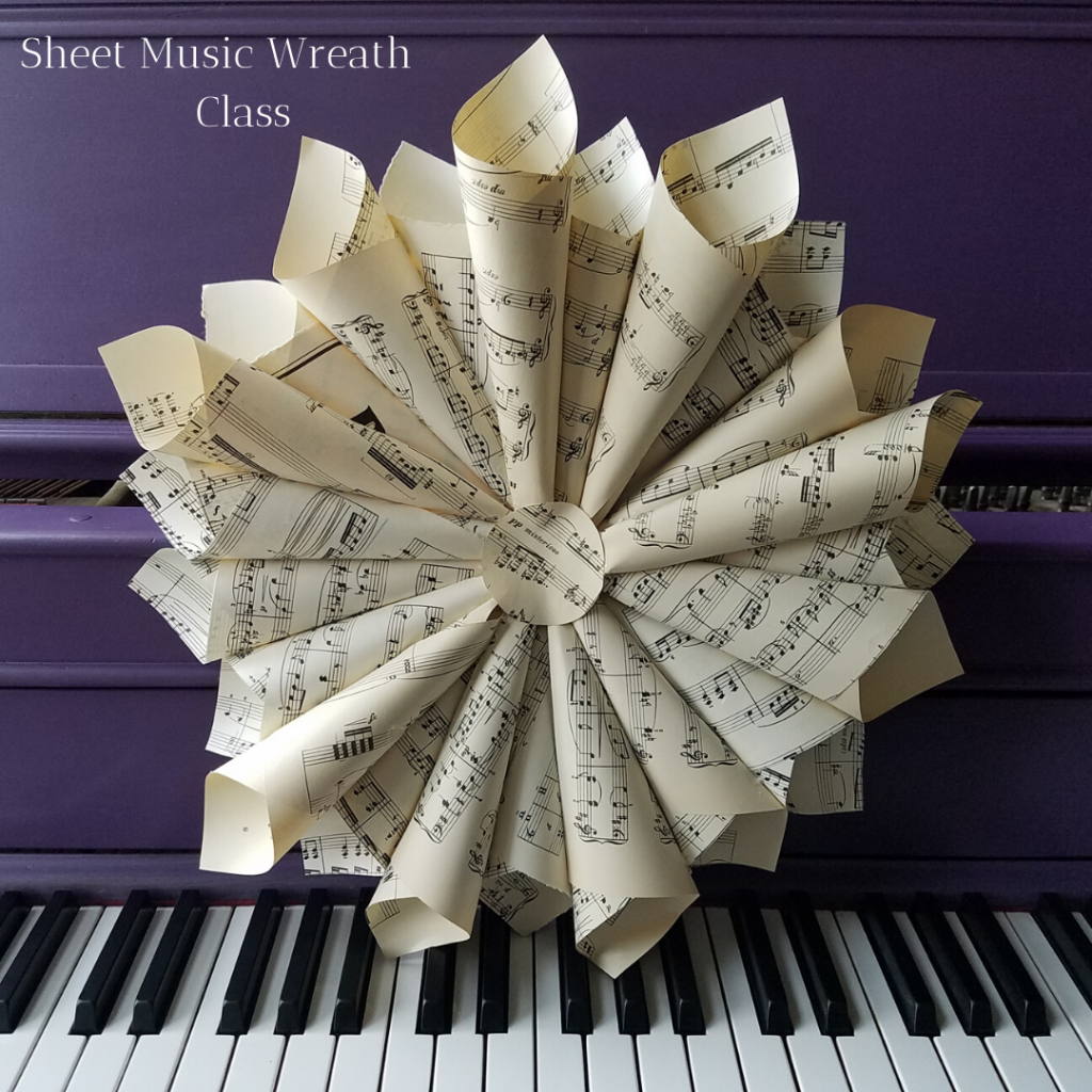 Sheet Music Wreath Class - The Piano Gal Shop | Piano Tuning, Music ...